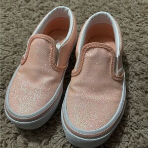 Vans Peach Glitter Kids Slip-On Sneakers